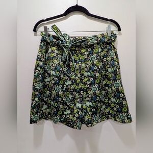 Scotch & Soda Floral Satin High Waisted Shorts With Matching Belt